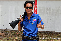 Shooting instructor with shotgun at the Kathu shooting range - Phuket