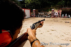 Shooting the Winchester 1873 carabine at the Kathu shooting range - Phuket