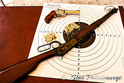 Winchester 1873 carabine and 44 magnum at the Kathu shooting range - Phuket